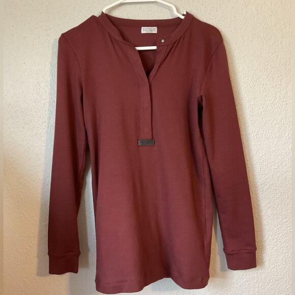 Brunello Cucinelli Burgundy Beaded Long Sleeve Button-Down Top Size Medium - Picture 5 of 12
